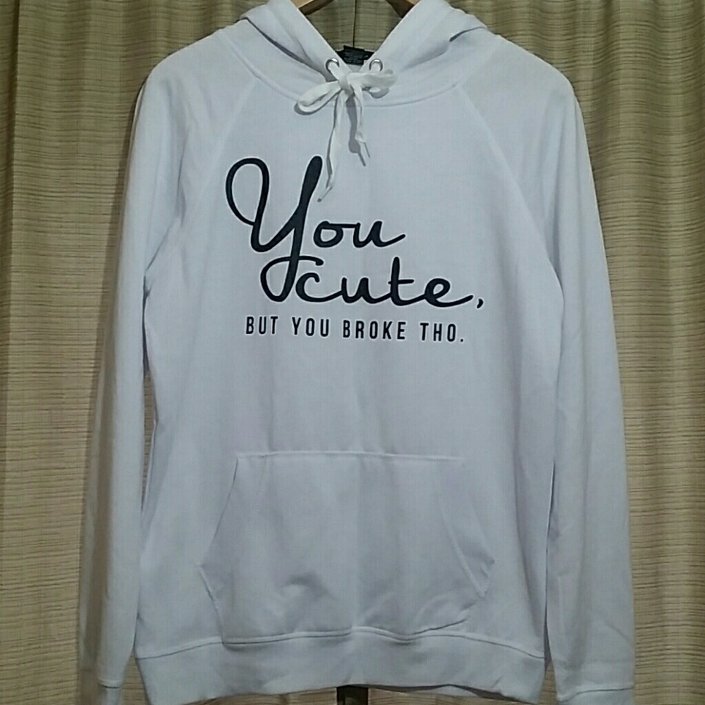 White Hoddie Pullover Sweatshirt